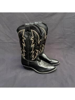 Justin Men’s Black Leather Cowboy Boots Size 9.5 EE